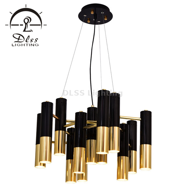 Осветительная фабрика Cylinder Black & Gold Tube Одиночная подвесная лампа для оптовой продажи