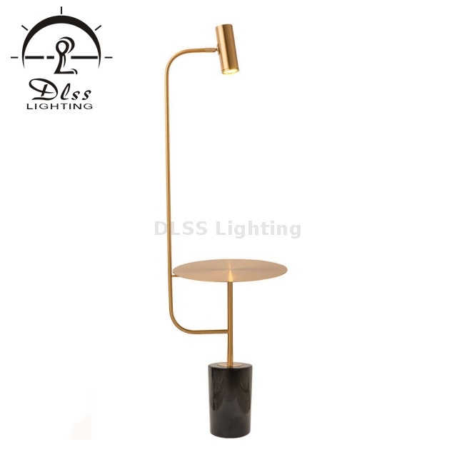 Светильники One Stop Solution Светодиодный торшер с мраморным основанием, 1 лампа, латунь, золото