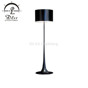 Черный напольный светильник - высокий светильник для гостиной или спальни - современный вертикальный светильник с барабаном