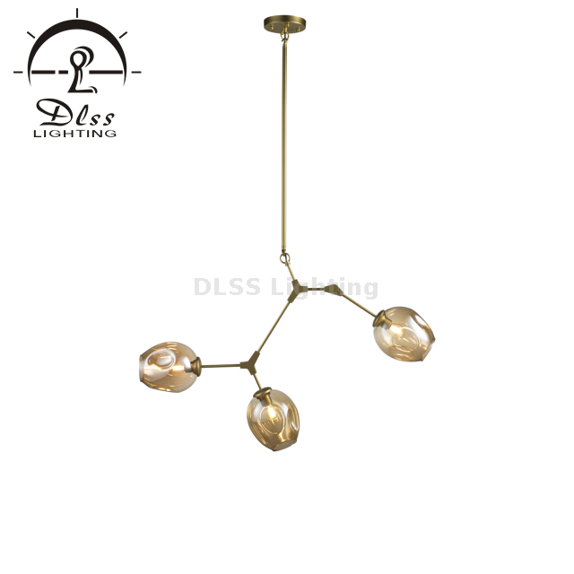 Потолочный светильник люстры Globe для гостиной, 3 лампы, золотые ветви